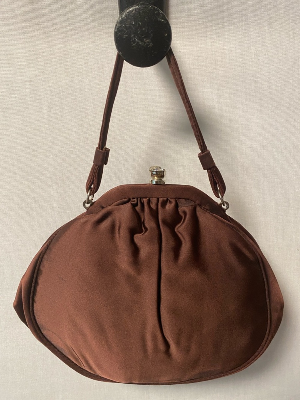 Vintage Brown Satin Wristlet Clutch